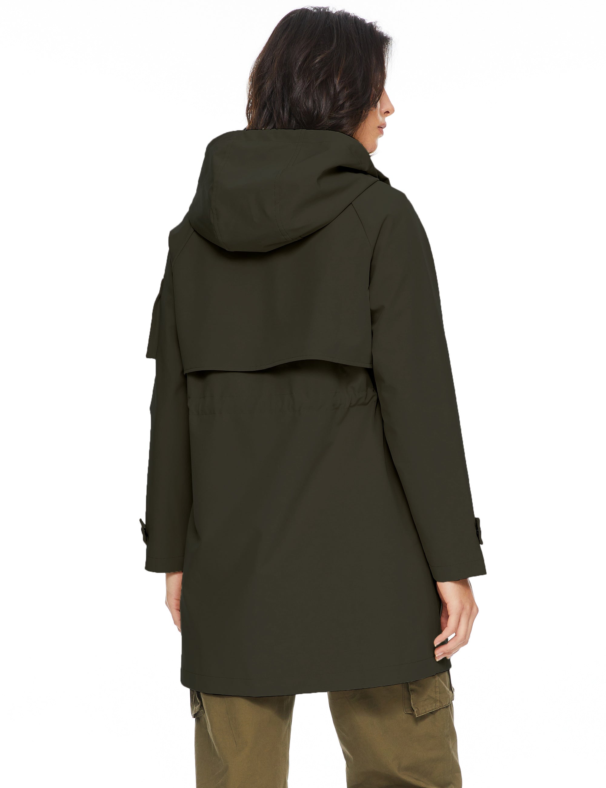 Orolay-Long Hooded Windbreaker-#color_olive