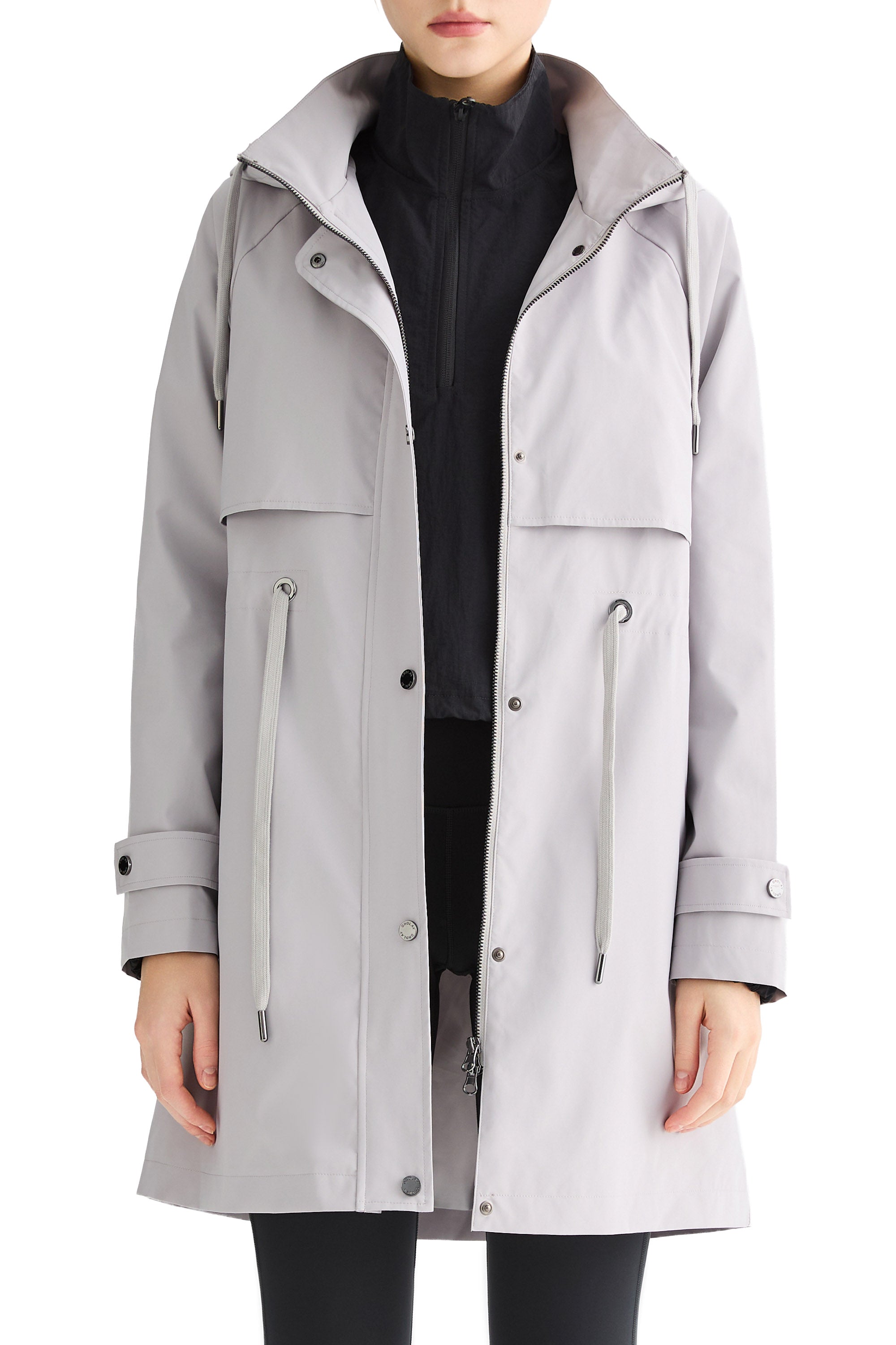 Orolay-Long Hooded Windbreaker-#color_Quiet Gray