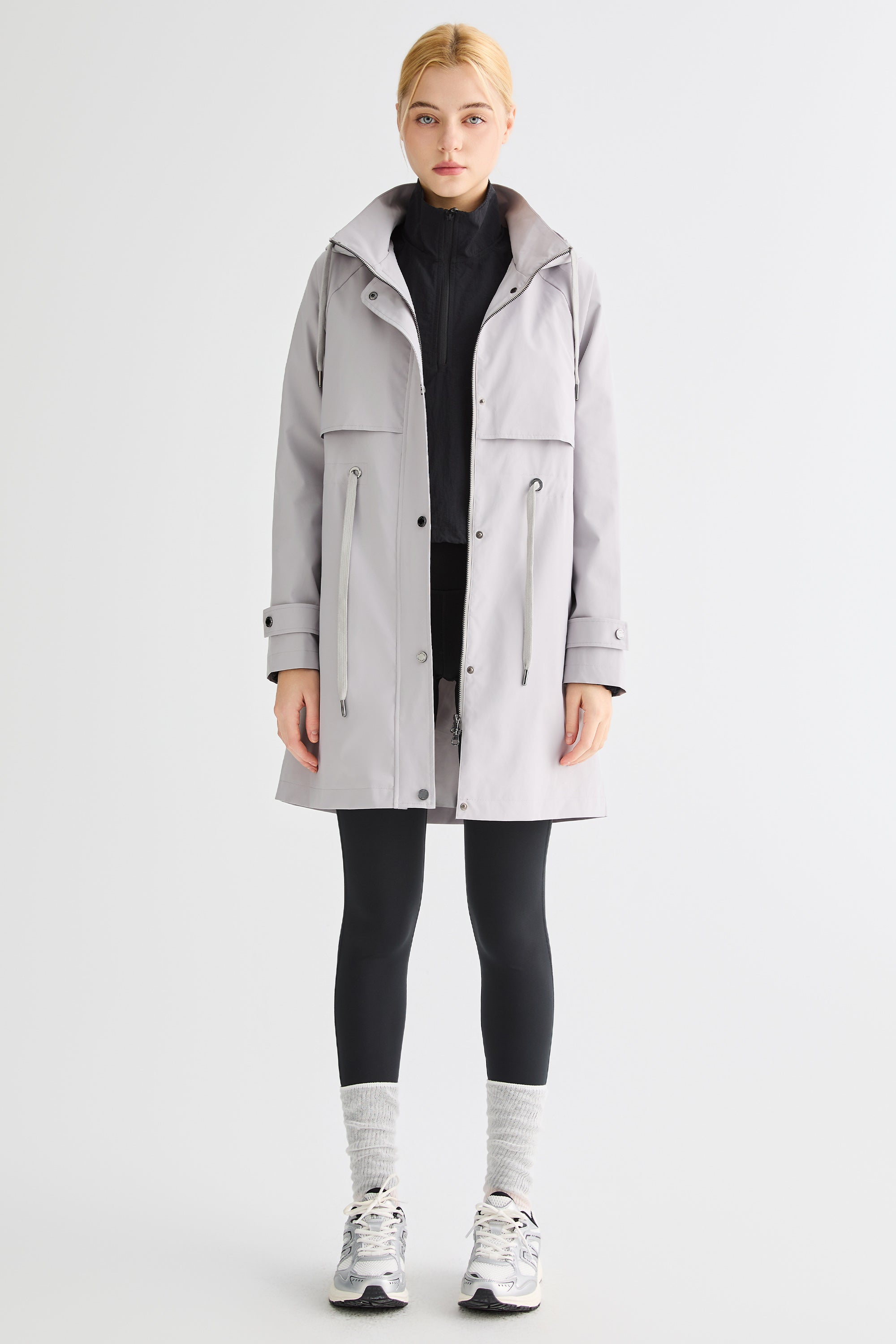 Orolay-Long Hooded Windbreaker-#color_Quiet Gray