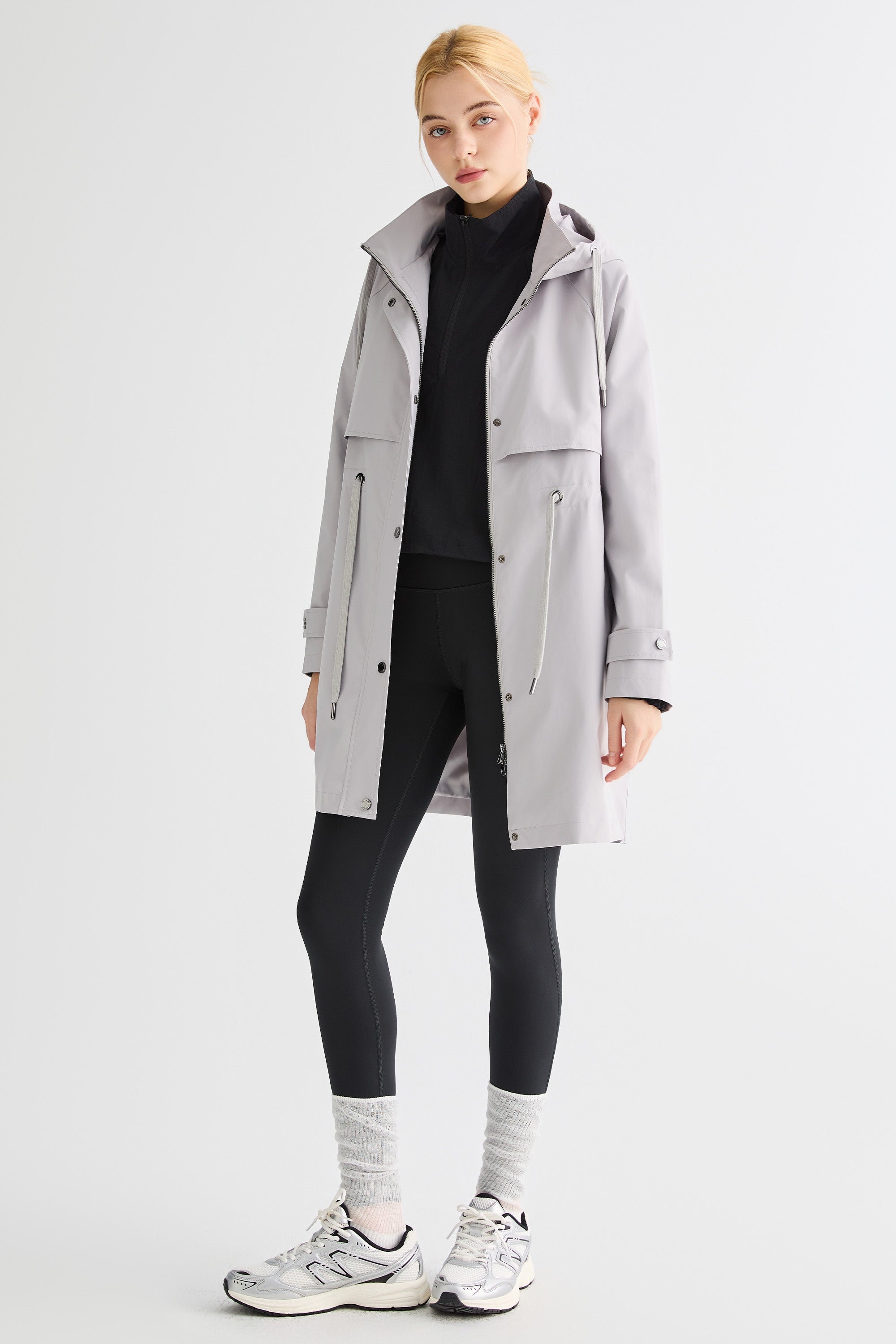 Orolay-Long Hooded Windbreaker-#color_Quiet Gray