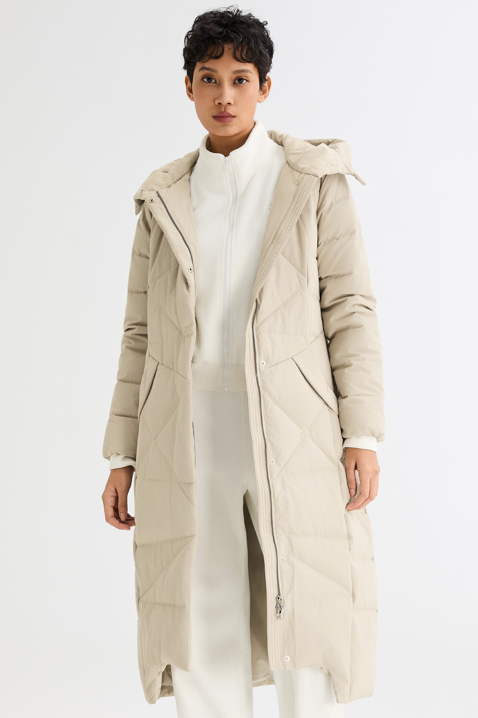 Orolay Long Maxi Down Coat with Hood women #color_Tofu