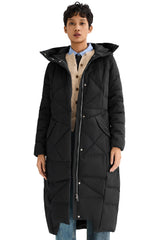 Orolay Long Maxi Down Coat with Hood women #color_Black