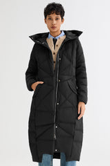 Orolay Long Maxi Down Coat with Hood women #color_Black