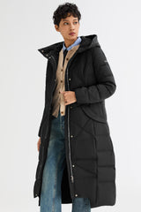 Orolay Long Maxi Down Coat with Hood women #color_Black