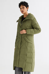 Orolay Long Maxi Down Coat with Hood women #color_Peat Moss