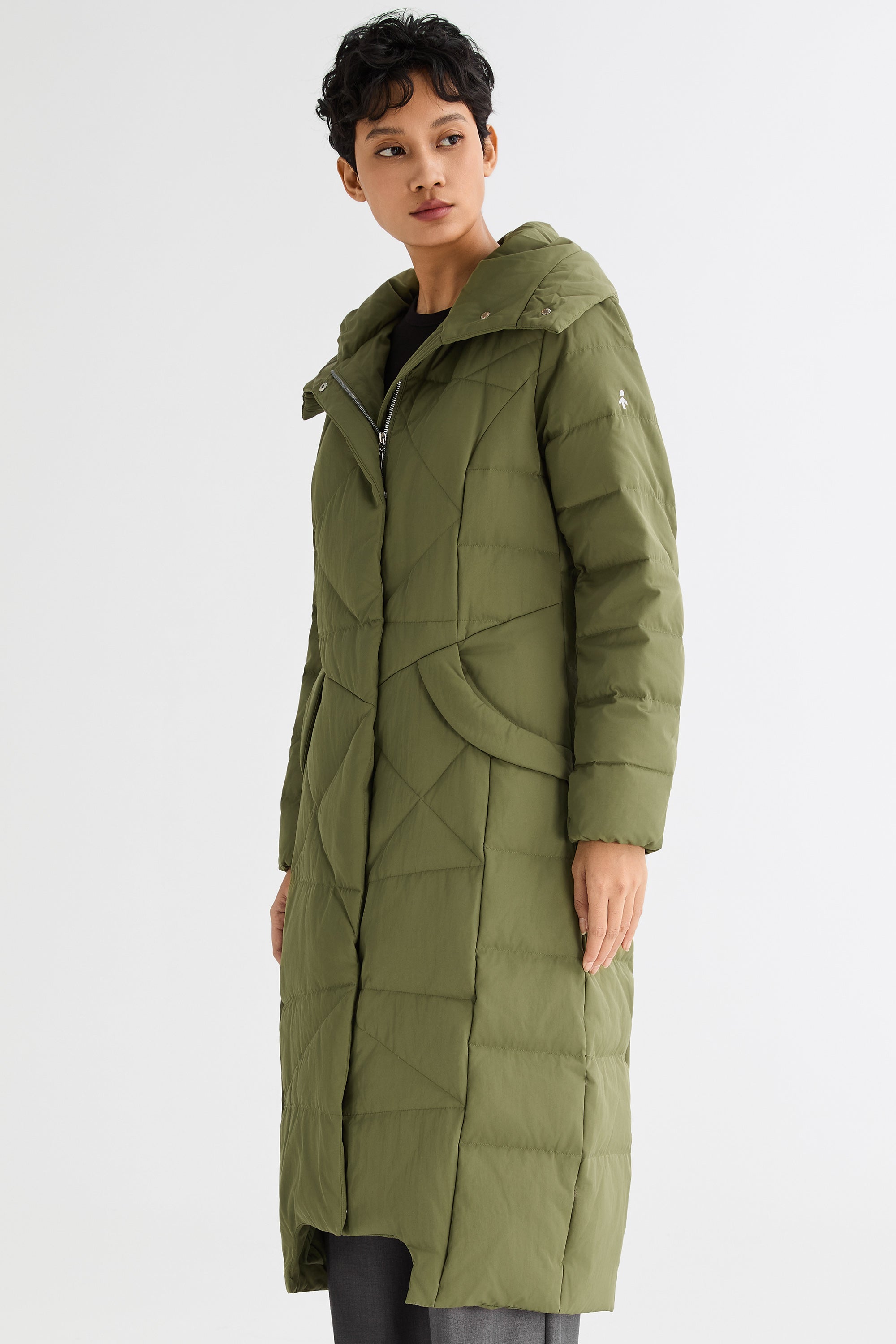 Orolay Long Maxi Down Coat with Hood women #color_Peat Moss