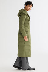 Orolay Long Maxi Down Coat with Hood women #color_Peat Moss