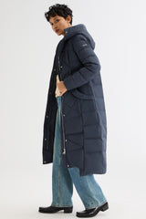 Orolay Long Maxi Down Coat with Hood women #color_Pageant Blue