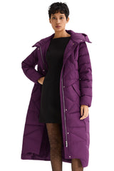 Orolay Long Maxi Down Coat with Hood women #color_Petunia