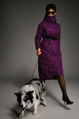 Orolay Long Maxi Down Coat with Hood women #color_Petunia