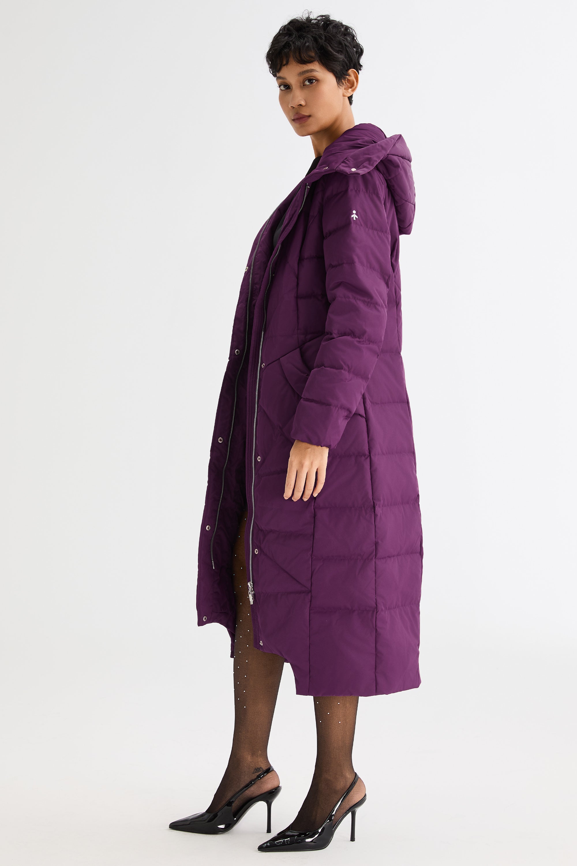 Orolay Long Maxi Down Coat with Hood women #color_Petunia