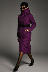 Orolay Long Maxi Down Coat with Hood women #color_Petunia