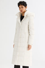 Long Puffer Coat with Hood Fur - Orolay, #color_off-White