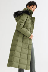 Long Puffer Coat with Hood Fur - Orolay, #color_Peat Moss