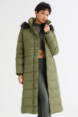 Long Puffer Coat with Hood Fur - Orolay, #color_Peat Moss