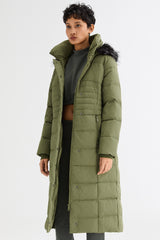Long Puffer Coat with Hood Fur - Orolay, #color_Peat Moss