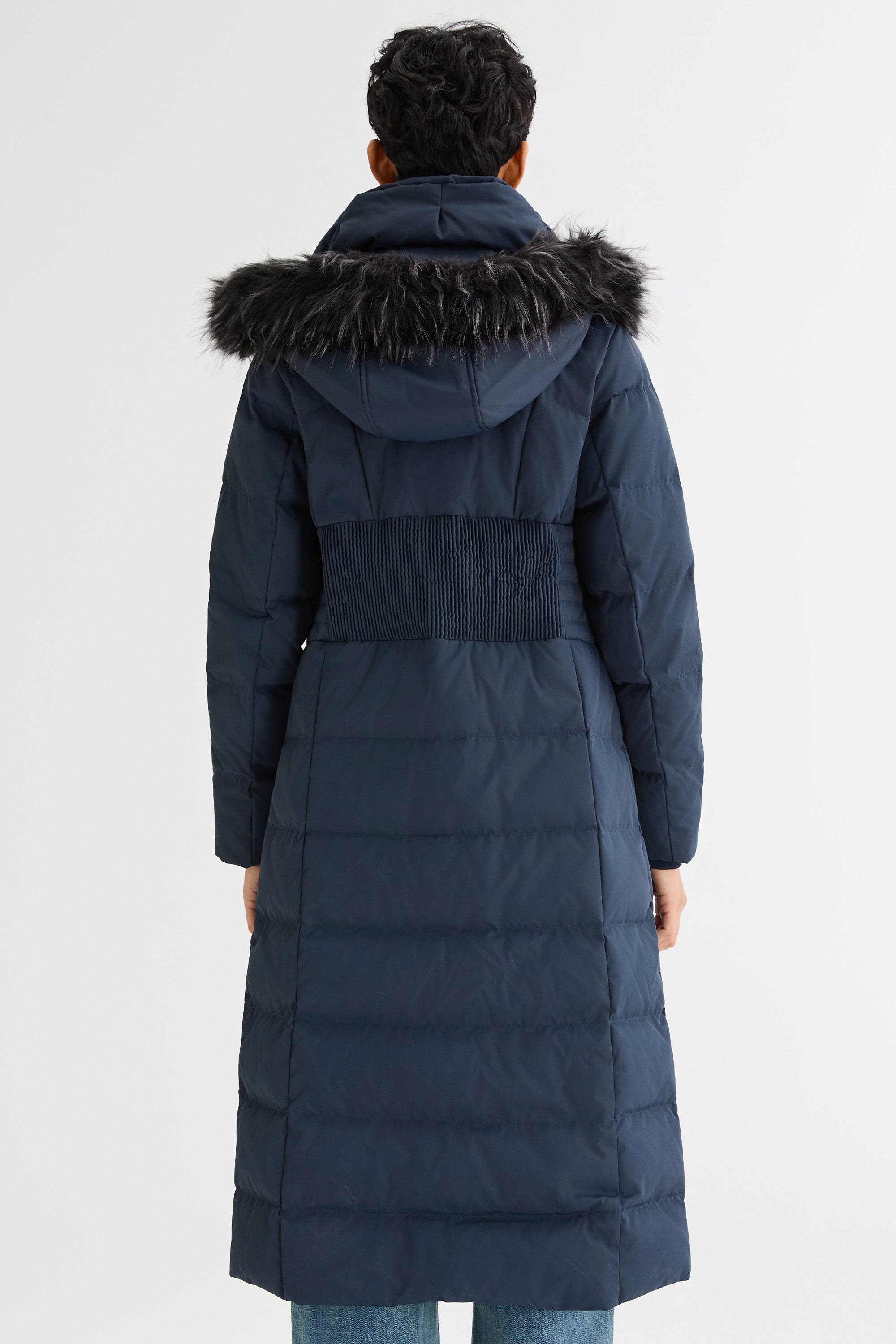 Long Puffer Coat with Hood Fur - Orolay, #color_Blueprint