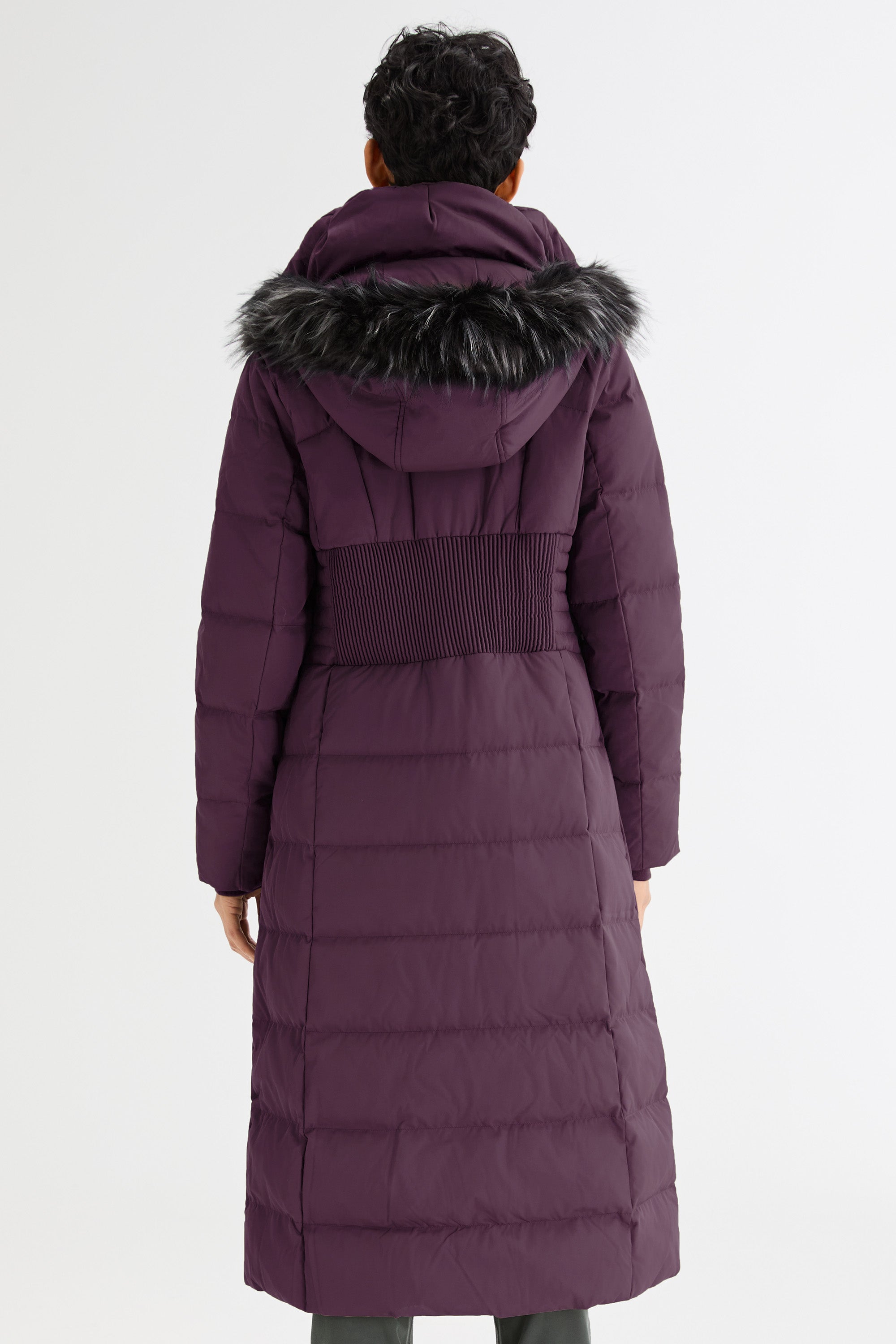 Long Puffer Coat with Hood Fur - Orolay, #color_Magenta Purple