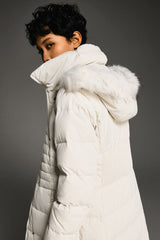 Long Puffer Coat with Hood Fur - Orolay, #color_off-White