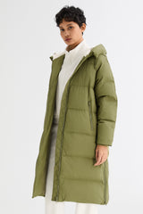 Orolay-Long Puffer Down Jacket with Hem Slit-#color_Peat Moss