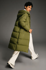Orolay-Long Puffer Down Jacket with Hem Slit-#color_Peat Moss