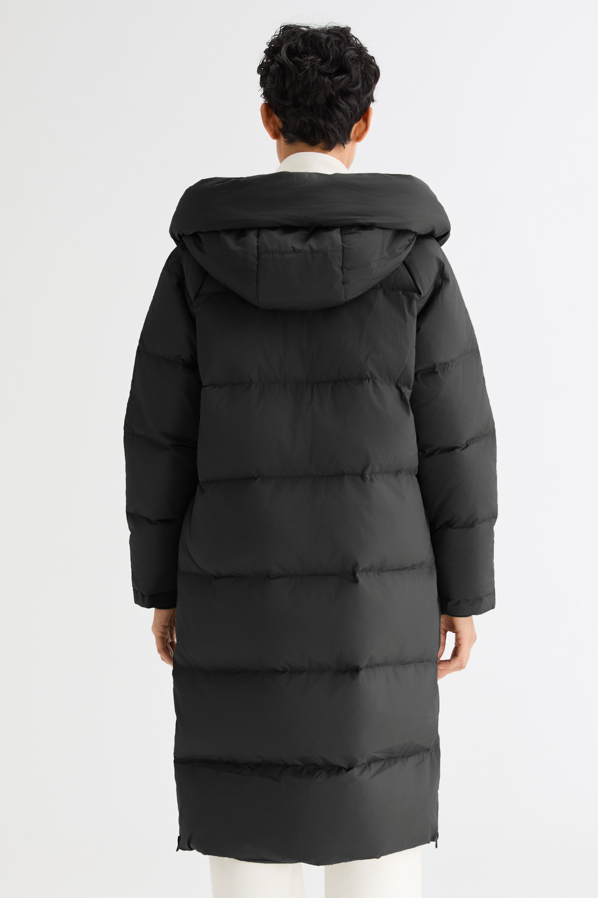 Orolay-Long Puffer Down Jacket with Hem Slit-#color_Black