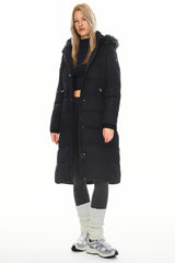 Long Puffer Faux Fur Hood Down Coat - Orolay, #color_Black