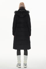 Long Puffer Faux Fur Hood Down Coat - Orolay, #color_Black