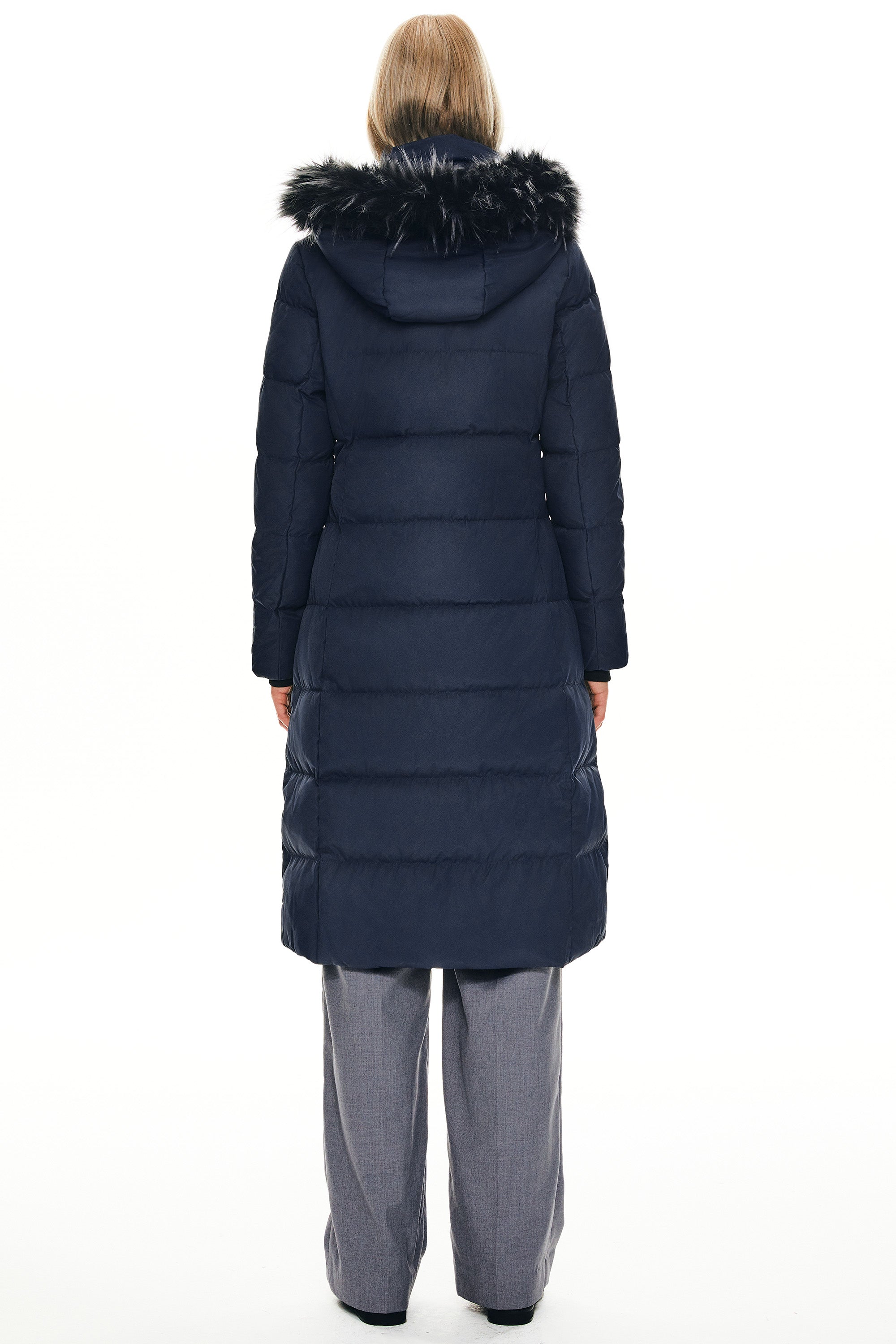 Long Puffer Faux Fur Hood Down Coat - Orolay, #color_Blueprint