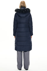 Long Puffer Faux Fur Hood Down Coat - Orolay, #color_Blueprint