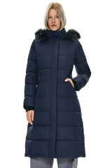 Long Puffer Faux Fur Hood Down Coat - Orolay, #color_Blueprint