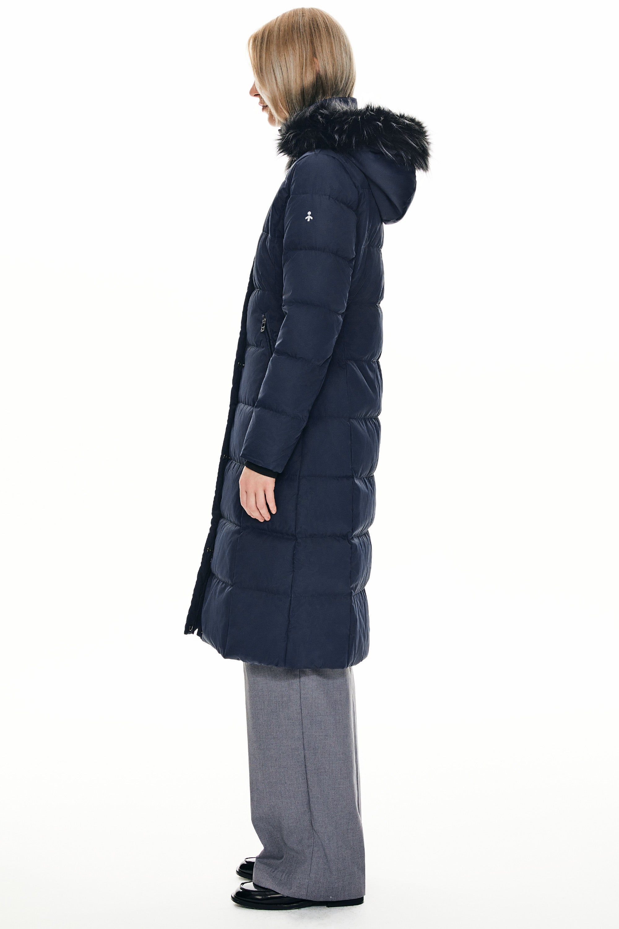 Long Puffer Faux Fur Hood Down Coat - Orolay, #color_Blueprint