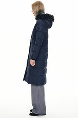 Long Puffer Faux Fur Hood Down Coat - Orolay, #color_Blueprint