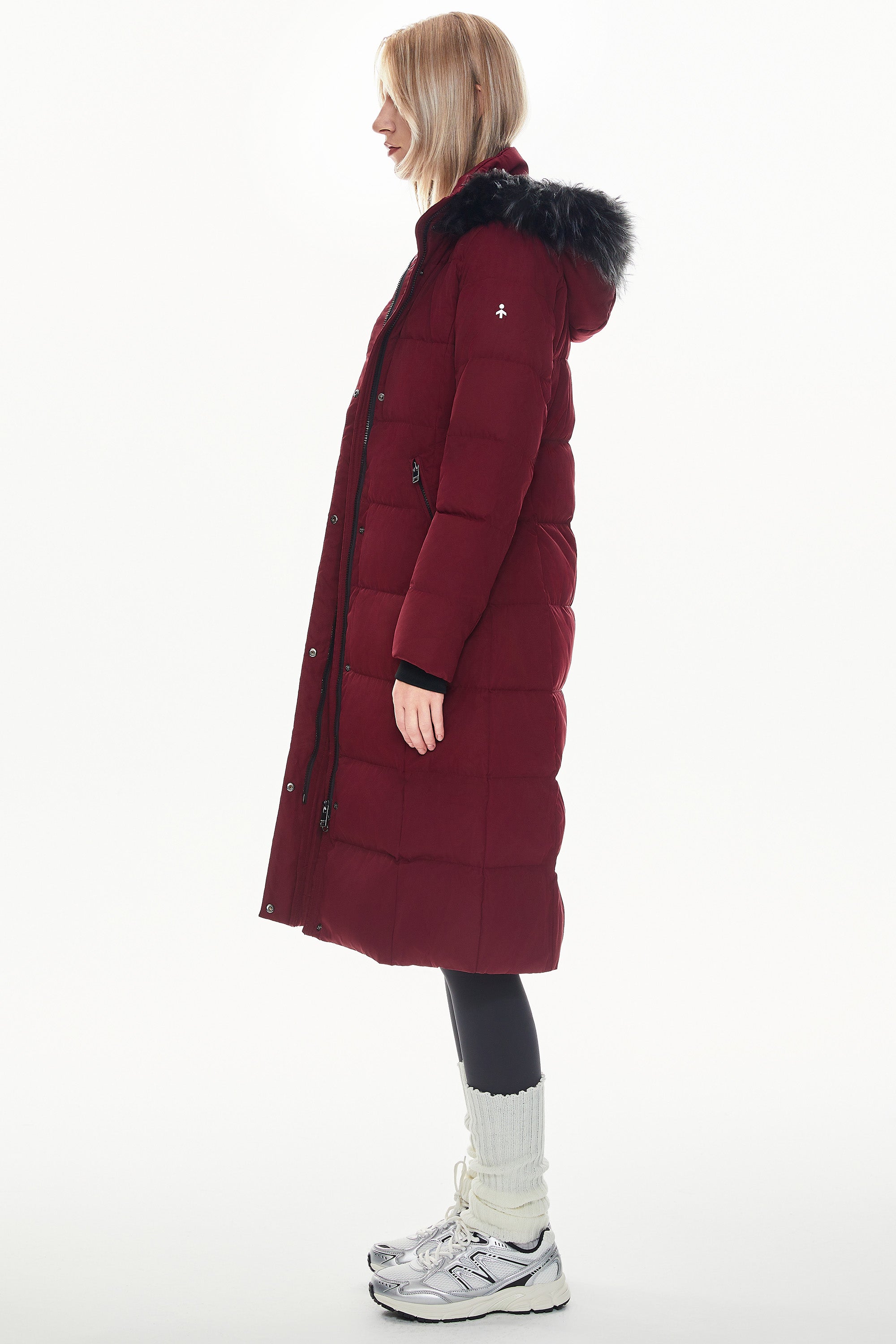 Long Puffer Faux Fur Hood Down Coat - Orolay, #color_Syrah