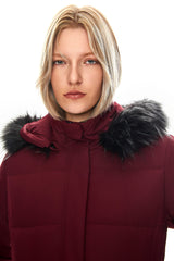 Long Puffer Faux Fur Hood Down Coat - Orolay, #color_Syrah