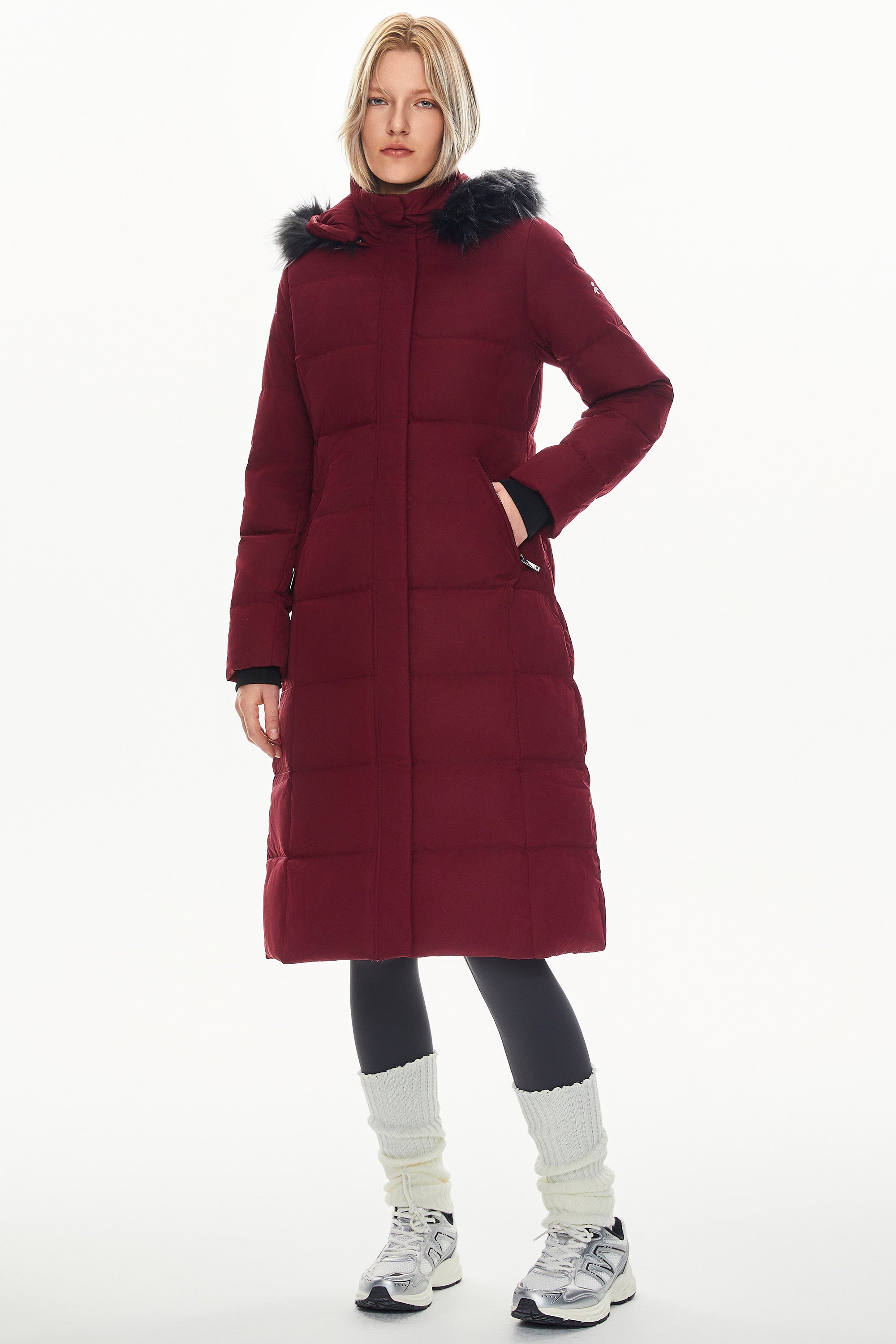 Long Puffer Faux Fur Hood Down Coat - Orolay, #color_Syrah