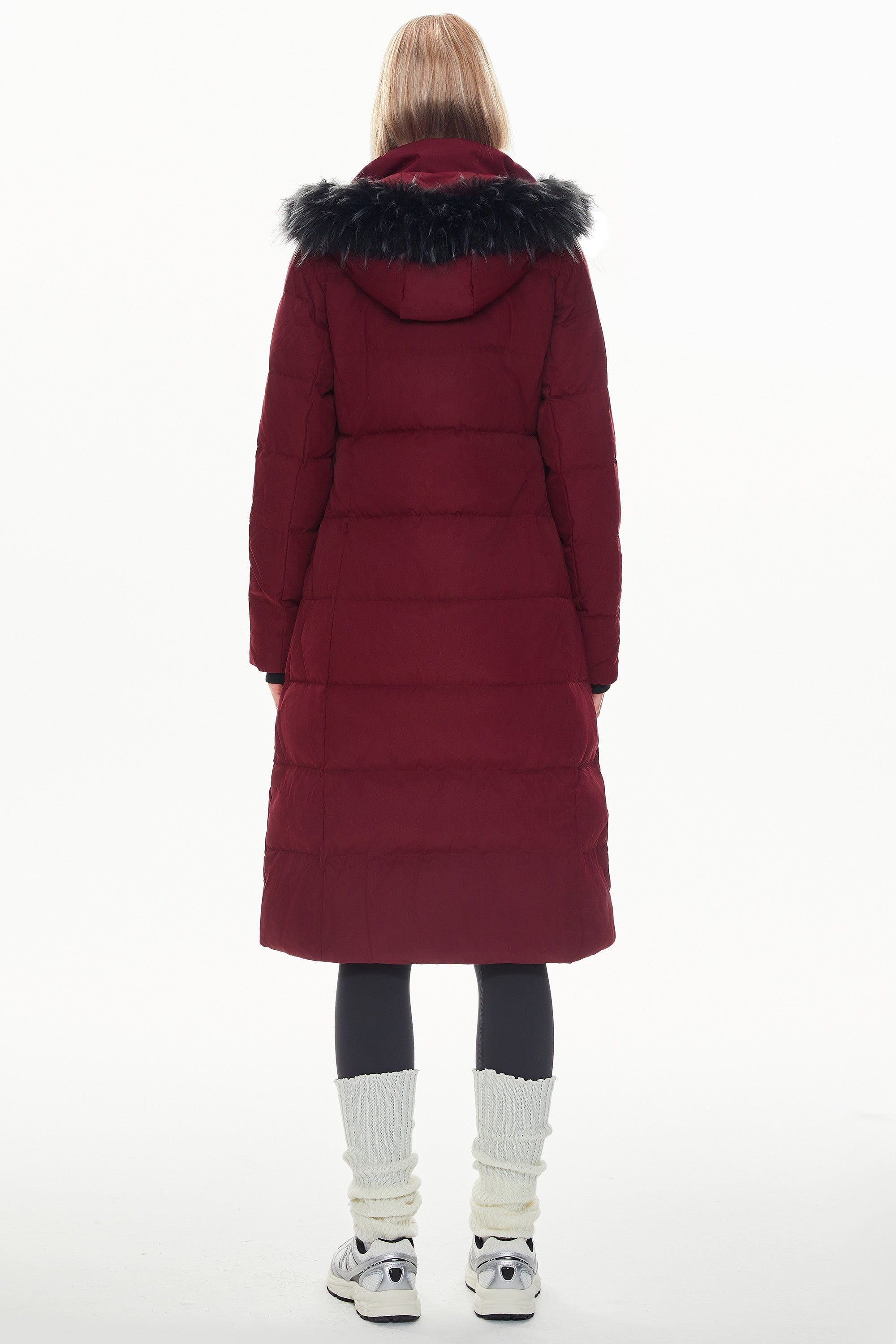 Long Puffer Faux Fur Hood Down Coat - Orolay, #color_Syrah