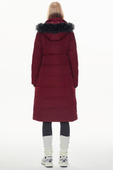 Long Puffer Faux Fur Hood Down Coat - Orolay, #color_Syrah