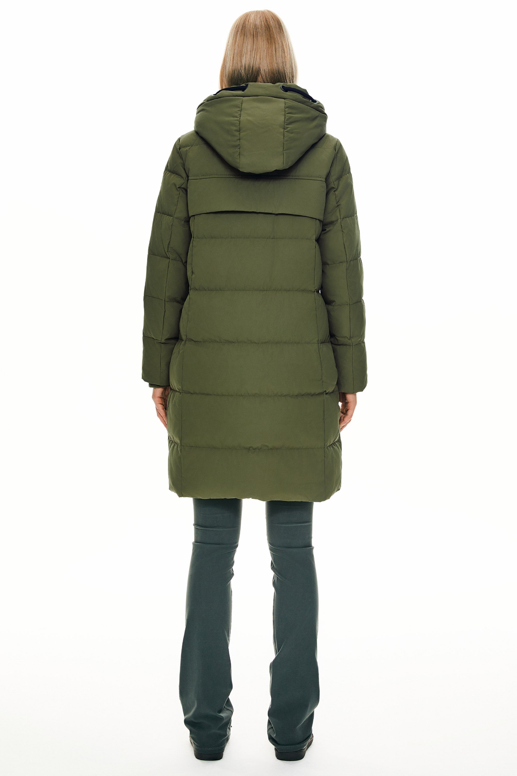 Orolay Long Thickened Hooded Down Jacket women #color_army green