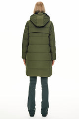 Orolay Long Thickened Hooded Down Jacket women #color_army green
