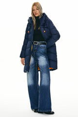 Orolay Long Thickened Hooded Down Jacket women #color_navy