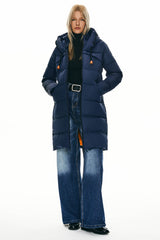 Orolay Long Thickened Hooded Down Jacket women #color_navy