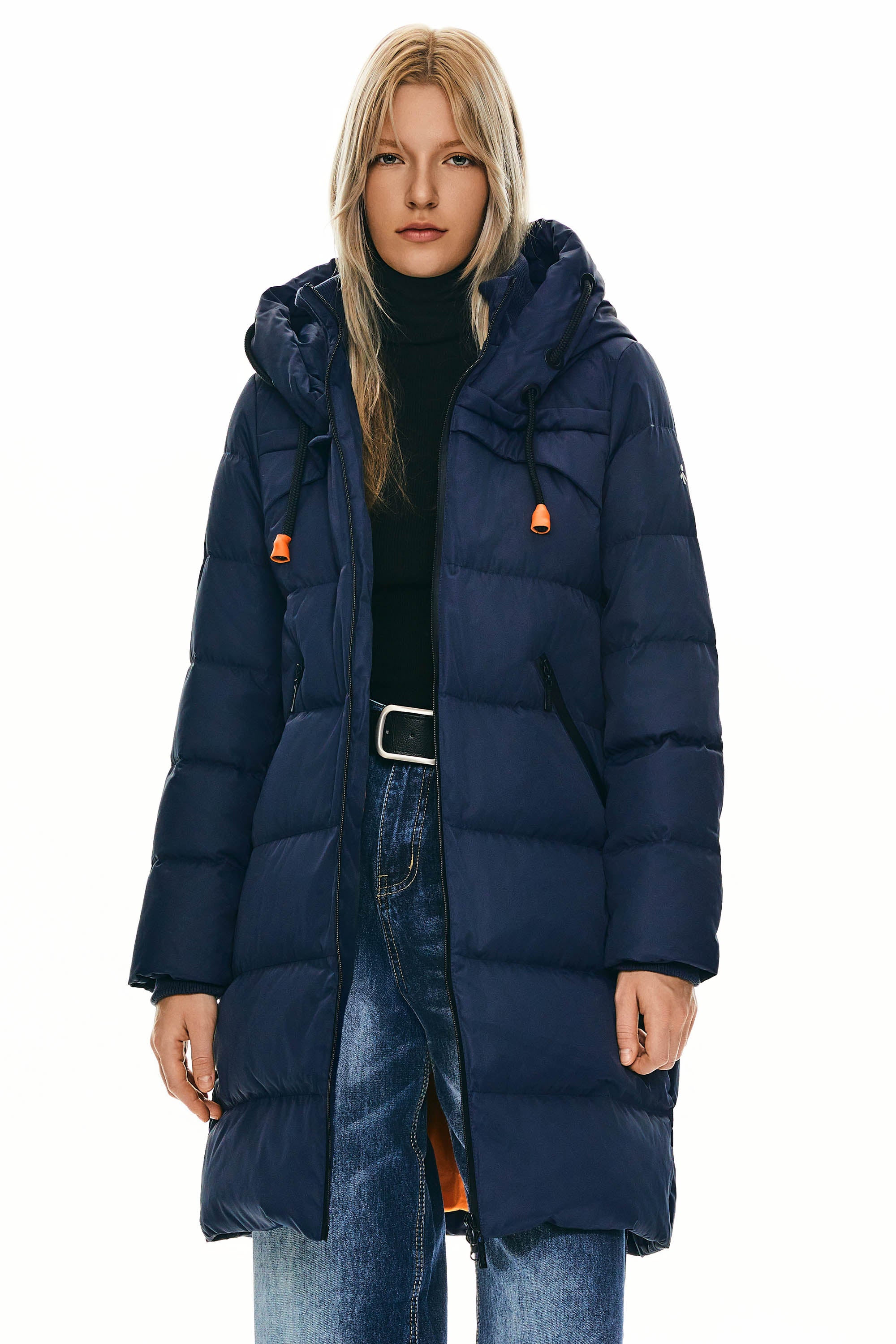 Orolay Long Thickened Hooded Down Jacket women #color_navy
