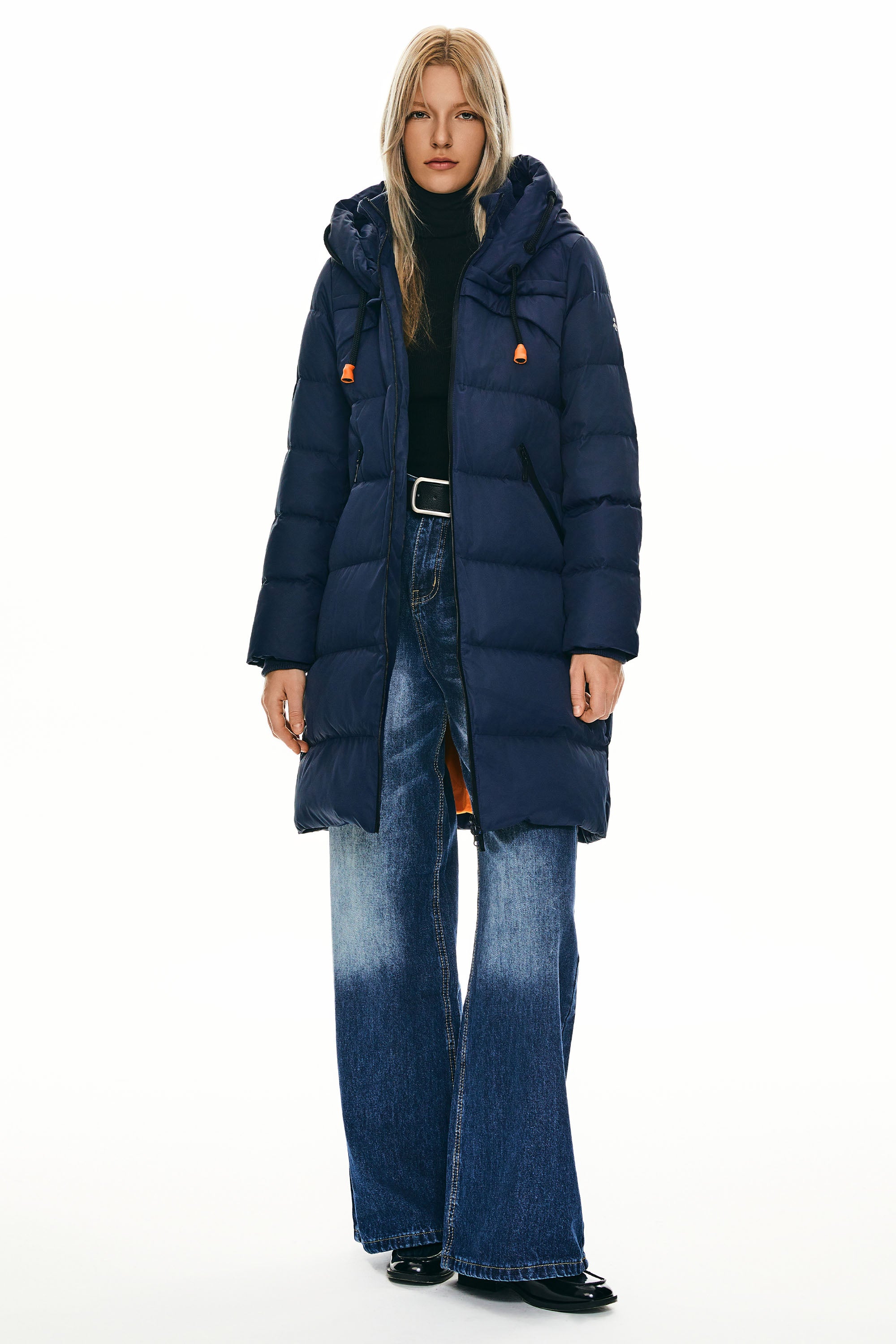 Orolay Long Thickened Hooded Down Jacket women #color_navy