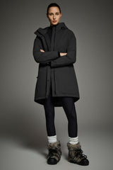 Mid-Length Windproof Parka Coat #color_black