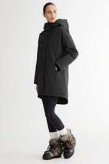 Mid-Length Windproof Parka Coat #color_black