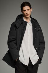 Mid-length Dual-Pocket Hooded Down Parka Jacket Orolay #color_black