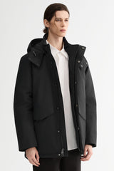 Mid-length Dual-Pocket Hooded Down Parka Jacket Orolay #color_black