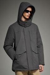 Mid-length Dual-Pocket Hooded Down Parka Jacket Orolay #color_gray
