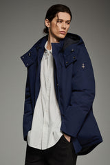 Mid-length Dual-Pocket Hooded Down Parka Jacket Orolay #color_navy